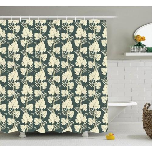Grapes Home Decor Shower Curtain OrnateLattice Floral Style Ornate Agriculture Vineyard Branch Bathroom Waterproof Curtains