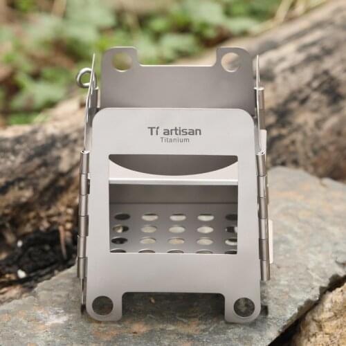 Tiartisan WS006 Titanium Backpacking Wood Burning Stove Outdoor Camping Stove Multi-Fuels Alcohol Stove Foldable BBQ stove