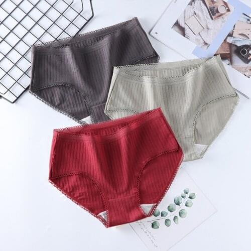 3Pcs Women Panties Lady Cotton Underwear Girls Breathable Seamless High Waist Briefs Women Cute Sexy Lingerie Intimates