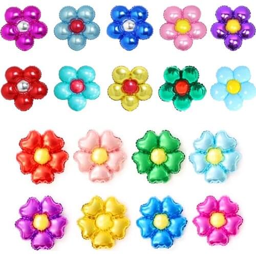 Home Garden Festive Party Supplies Event Ballons Aluminum Foil Color Five Petal Flower Wedding Decorated Balloon