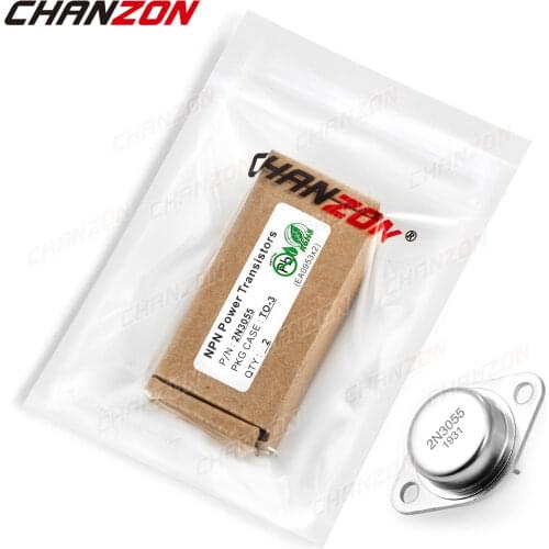 2pcs 2N3055 TO-3 NPN High Powerful Amplifier Mosfet Transistor Bipolar Junction BJT Triode Tube Fets 15A 100V Metal Case DIY
