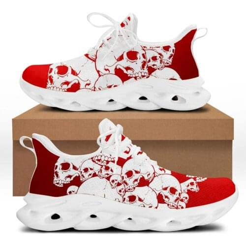 WHEREISART Womens Gothic Skull Shoes 2021 New Flex Control Sport Sneaker Non-slip Bottom Vulcanized Shoes Female Casual Shoe