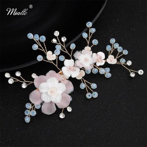 Miallo Handmade Flowers Wedding Hair Clips Bridal Hair Jewelry Accessories Women Headpieces Ornaments for Bride Bridesmaids