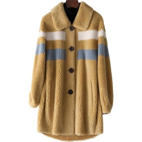 Autumn Winter Women Clothes 2020 Korean Vintage Tops Real Fur Coat Female Wool Jacket Suede Lining Manteau Femme ZT4215