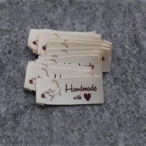 200pcs Handmade label stock /handicraft garment printed tag/Custom Sewing name labels / brand labels, Clothing Cotton Ribbon