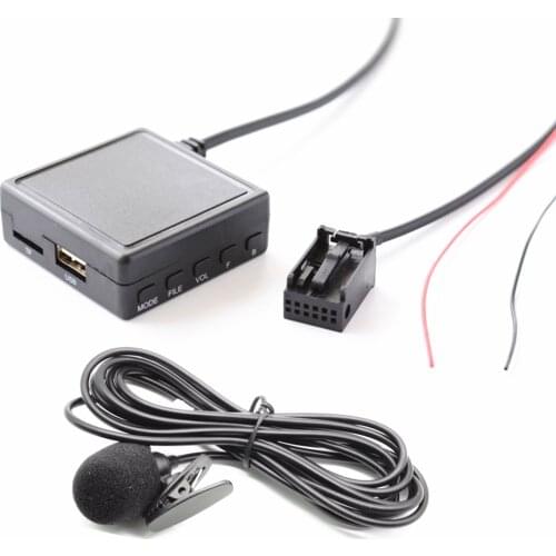 12Pin Car AUX USB Audio Bluetooth Adapter Cable Microphone For Ford 6000CD Radio