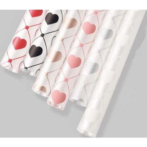20pcs Love Heart Jelly Film Flower Wrapping Paper Waterproof Bouquet Wrapping Paper Florist Gift Wrapping Material