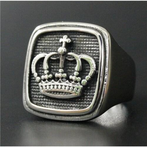 2016 Popular King Crown Ring 316L Stainless Steel Jewelry Cool Fashion Cross Crown Ring