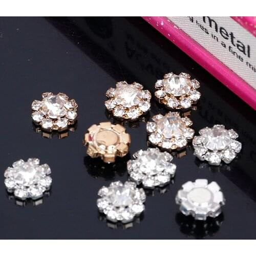 2019New 50Pcs 10mm Round Metal Rhinestone Button for Wedding Embellishment Decoration or DIY Headband Accessories ZJ108