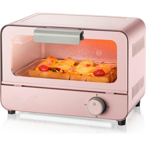 220V 6L 800w Pink Mini Electric oven Quartz glass heating tube Tempered glass Fully automatic 28x165x21cm