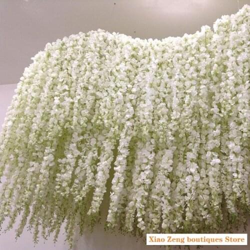 24 Colors Artificial Silk Wisteria Flowers Hanging Fake Hydrangea 100pcs Romantic Wedding Garland Vine Lvy Ceiling Decoration