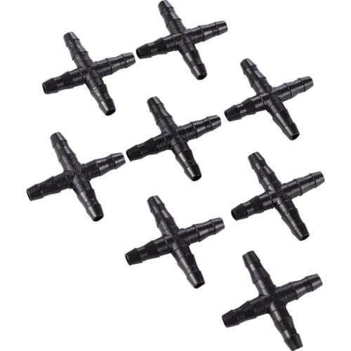 4-Way Connector Aquarium Drain Connector Courtyard Disinfection And Cooling System Connector 4/7mm Hose Garden Irrigation Joints