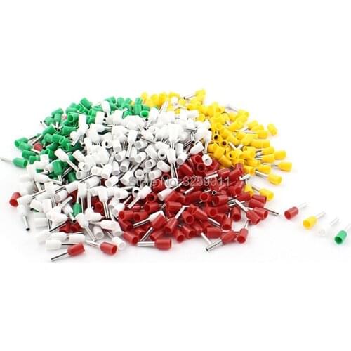 500PCS EV1012 Electrical wire Connectors Insulated Cord End Wire Ferrules Terminal Block 1.0mm 18 AWG E1012 Assorted Cooper
