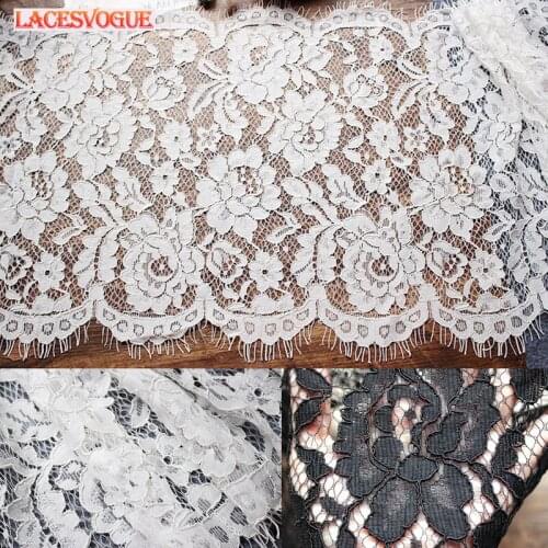 6meters/lot 35cm Black white Eyelash Lace Fabric Handmade DIY Garment needlework sewing accessories Dress clothing material 307