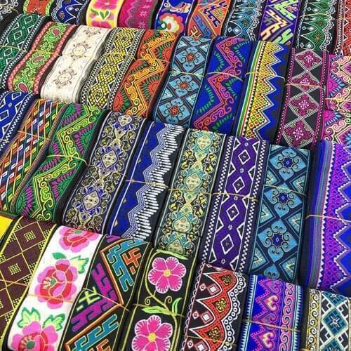 7 Meters 5CM Vintage Ethnic Embroidery Lace Ribbon Boho Woven Jacquard Lace Trim DIY Clothes Bag Accessories Embroidered Fabric