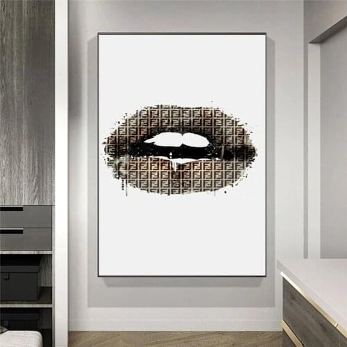 Abstract lip painting canvas luxury prints mouth posters and prints wall art pictures for modern home decor