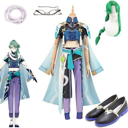 Anime Genshin Impact BaiShu Game Suit Combat Gear Gorgeous Uniform Cosplay Costume Halloween Carnival Party Outfit Men Women