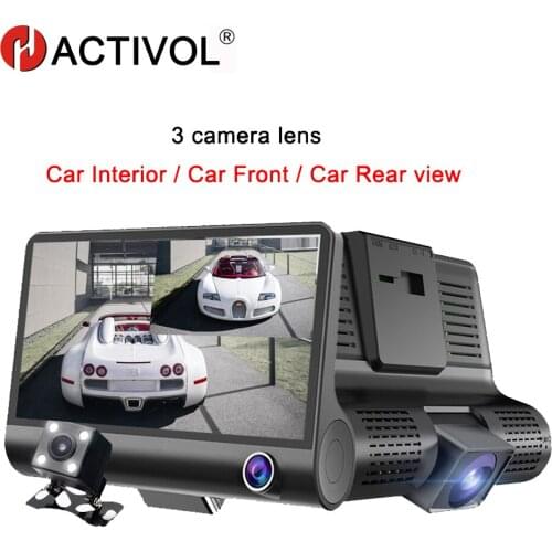 HACTIVOL Car Dvr 3 Camera Lens 4.0 Inch Video Recorder Dash Cam Auto Registrator Dual Lens With Rear View Camera DVRS Camcorder
