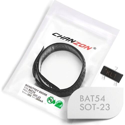100 Pcs) BAT54 SMD Schottky Barrier Rectifier Diodes 200mA 30V SOT-23 (SOT-23-3) 0.2A 30 Volt (Marking KL1) BAT 54