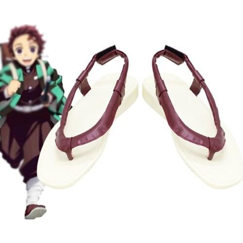 Anime Kimetsu no Yaiba Demon Slayer Kamado Tanjirou Sandals Men Christmas Party Halloween Xmas Cosplay Shoes