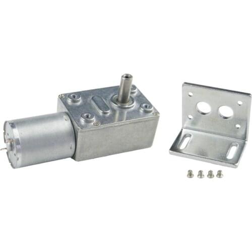 CHANCS 370WG DC 3V/6V/12V/24V Worm Gear Motor 0.6RPM/30RPM/100RPM Reducer Electric Motor With Mounting Bracket for DC Gear Motor