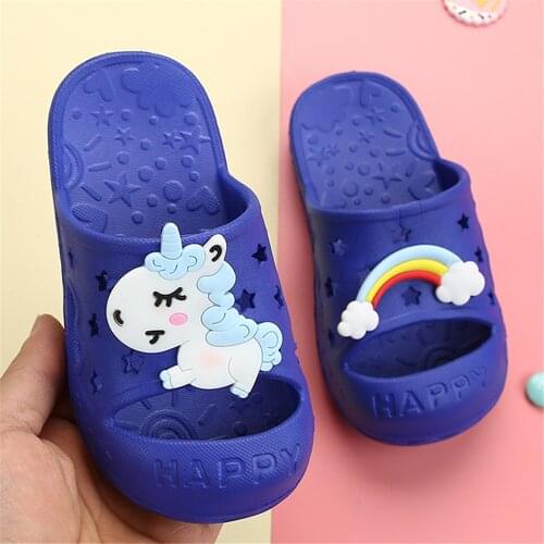 Unicorn Horse Rainbow Toe-Protected Kids Shoes Girls Children Slippers Boys Clog Baby Flip Flop Garden Footwear Home Beach EVA