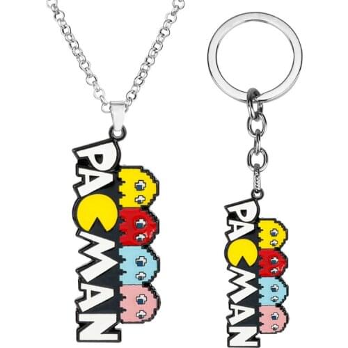 Enamel Pacman Necklace Colorful Metal Pendant Necklace Men Women Creative Jewelry
