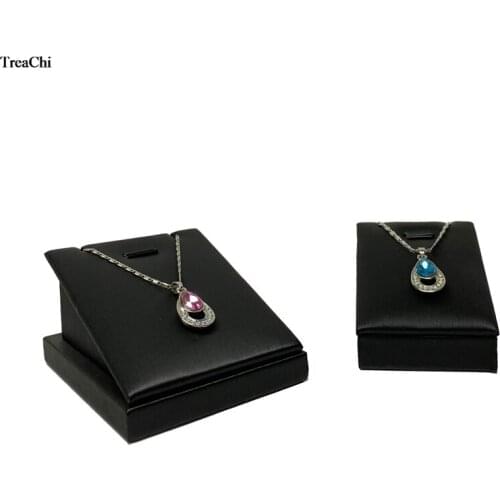 PU Leather Earring Jewelry Organizer Holder Black Necklace Display Stand Pendant Stud Storage Showcase Stand