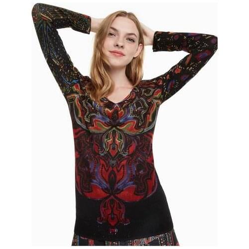 Spanish fashion silk soft bottom sweater with gold and silver