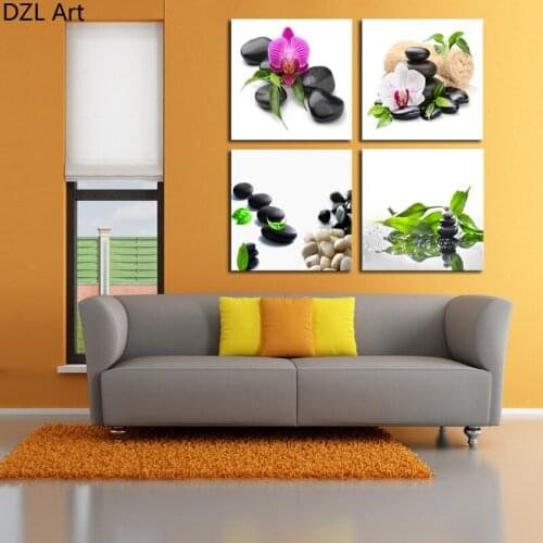Unframed 4 Piece Bamboo Stone Scenery Modern Home Wall Decor Canvas Picture Art HD Print Painting On Canvas For Home Decor