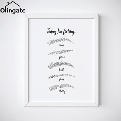 Eyebrow Beauty Makeup Artist Gift Wall Painting Black and White Sign Canvas Pictures One Piece Canvas Poster Home Bedroom Decor
