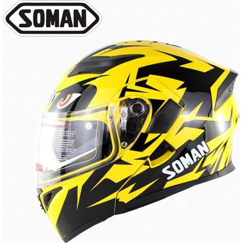 Motorcycle racing double mirror film head helmet outdoor men and women riding uncovering helmet dot standard soman955 helmet