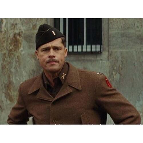 Meimei homemade Inglourious Basterds Aldo Raine Wool Jacket Men Spring US Army Short Coat Brown