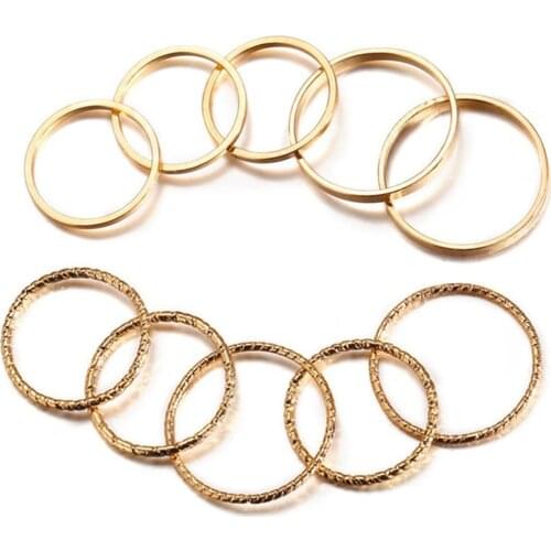 Bohemia Metal Gold Rings Set Simple Twisted Smooth Ring Vintage Thin Slim Finger Knuckle Ring Women Fashion Charm Jewelry