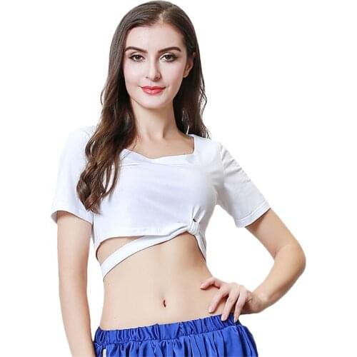 NEW! Women Belly Dance Costume Yoga Top Belly Dance Cotton Blouse Top Bra White