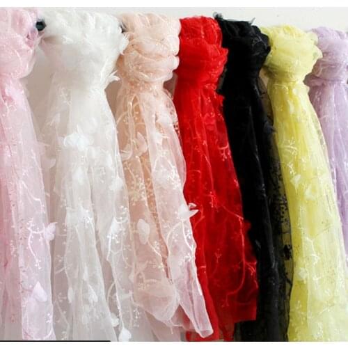 NEW Style 3D Embroidery Mesh Fabric Lovely Flowers Cloth DIY Handmade Lace Fabric Applique Dress Decoration Lace Fabric D606