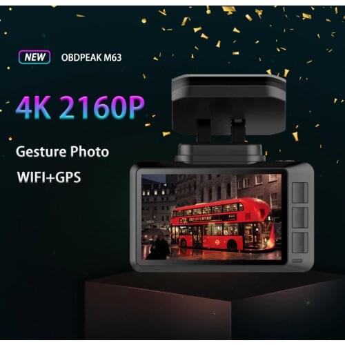 OBDPEAK M63s 4K Car DVR Camera WIFI GPS Track Front And RearView DashCam Dual Lens Night Vision WDR Auto Video Recorder 24H Park