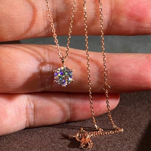 Huitan Simple Classic Six Prong Solitaire Pendent Necklaces Women Silver Color/Rose Gold Color Shiny CZ Anniversary Gift Jewelry