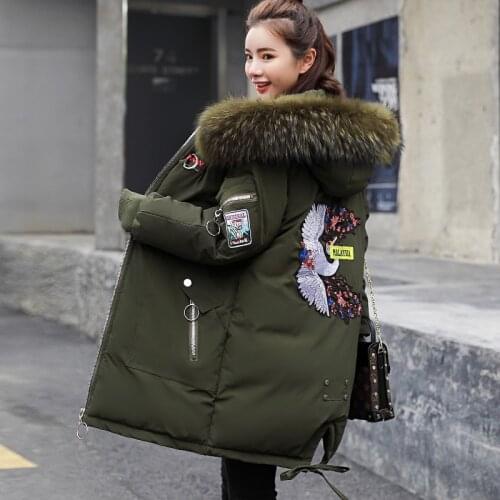 Female Jacket Winter Women Coat Loose Plus Size Parka Big Fur Collar Hat Warm Womens Clothing Parkas Mujer 2020 KJ425