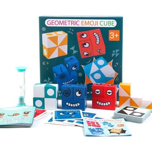 2020 Montessori Expression Puzzles Building Block Face Changing Logical Thinking Training Wooden Childrens Early Education Toy