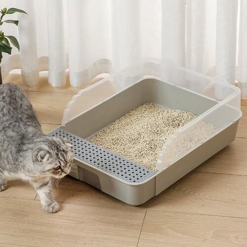 Semi Enclosed Cat Litter Box Kitten Litter Pan Cat Litter Box With Removable Anti-Splashing Plastic Cat Toilet Bowl Cat Supplies