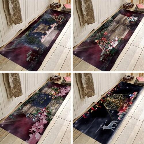 Christmas Doormat Chirstmas Tree Hallway Carpets Christmas Party Area Rugs Carpet For Kitchen Bathroom Anti-Slip Floor Mats