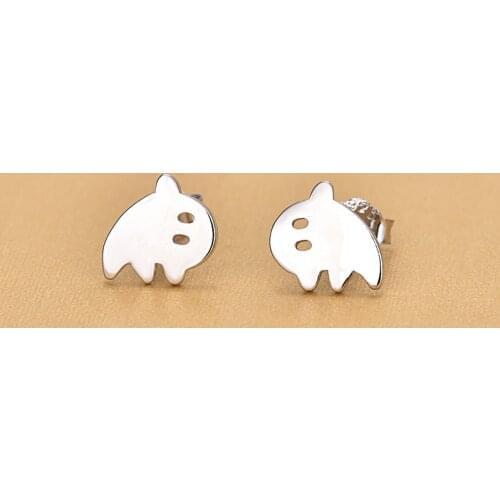 New Creation 925 Sterling Silver Ghost Face Stud Earrings Brincos For Boutique Fashion Jewelry Women Gifts