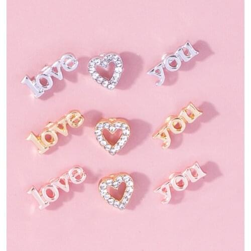 Fashion Simple LOVE YOU Letter Heart-shaped Earrings for Women Rhinestone Inlay Stud Earings Suit Sweet Cute Earring Jewelry