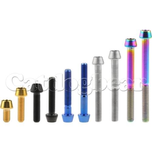 Titanium Bolt M5x 9 16 18 20 25 30 35 40 45 50 55 60mm Allen Key Taper Head Screws For Bicycle Stem Seatpost Bicycle Parts GR5