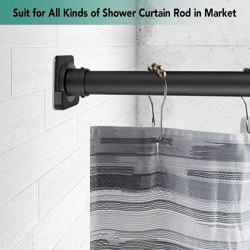 Universal Shower Curtain Rod Mount Holder for Wall Adhesive Shower Rod Tension Retainer No Drilling Stick On Screw Fixation