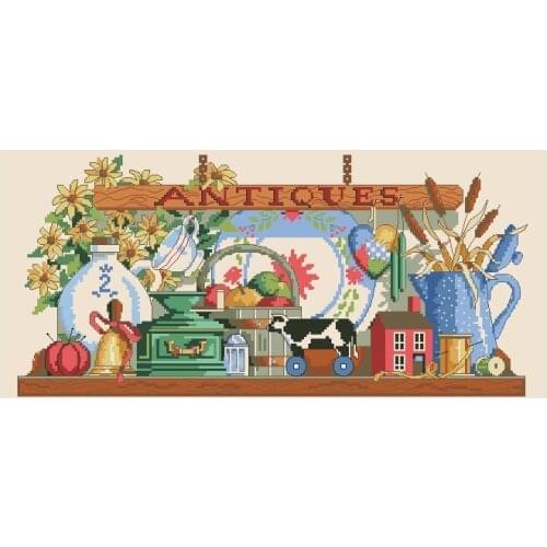 Higher quality cotton threads Counted Cross Stitch Kit Treasures From Home Antiques dim 13579