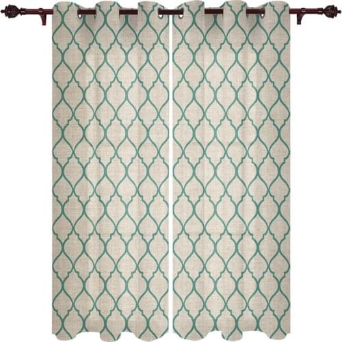 Country Style Morocco Turquoise Window Curtains Kitchen Bedroom Drapes Home Decor Luxury Living Room Backdrop Curtain