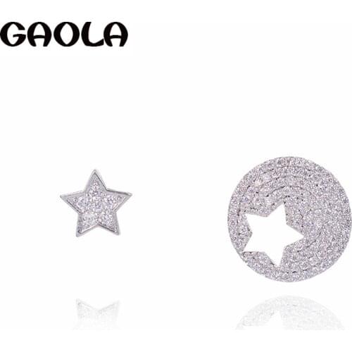 GAOLA Moon And Star Clear Stones Cubic Zircon Stud Earring For Women Christmas Gift GLE7426Y