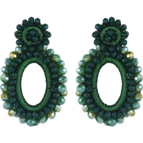 Fall Large Beaded Green Earrings Fashion Womens Jewellery Earrings for Women Statement Ethnic Jewelry aretes ers-q14